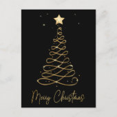 Elegant Gold & Black Merry-kerstboom Postcar Briefkaart (Voorkant)