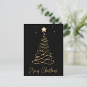 Elegant Gold & Black Merry-kerstboom Postcar Briefkaart (Staand voorkant)