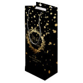 Elegant Gold Black Merry-kerstmis Wijn Cadeautas (Achterkant Gekanteld)