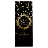 Elegant Gold Black Merry-kerstmis Wijn Cadeautas (Achterkant)