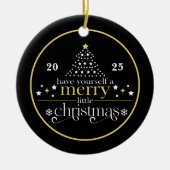 Elegant Gold Black Merry Little Christmas Photo Keramisch Ornament (Voorkant)