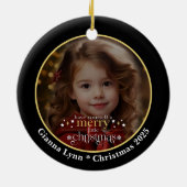 Elegant Gold Black Merry Little Christmas Photo Keramisch Ornament (Achterkant)