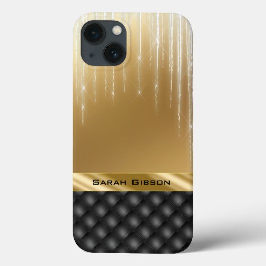 Elegant Gold Black met aangepaste naam Case-Mate iPhone Case (Achterkant)