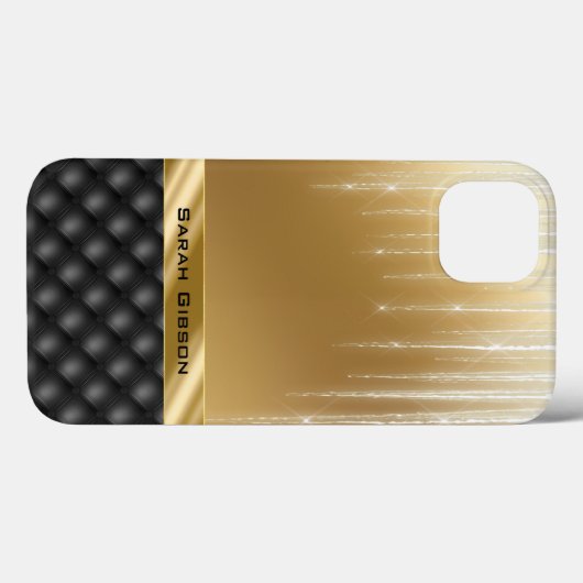 Elegant Gold Black met aangepaste naam Case-Mate iPhone Case (Achterkant (horizontaal))