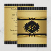 Elegant Gold Black Metal Blithday Party 2 Kaart (Voorkant / Achterkant)