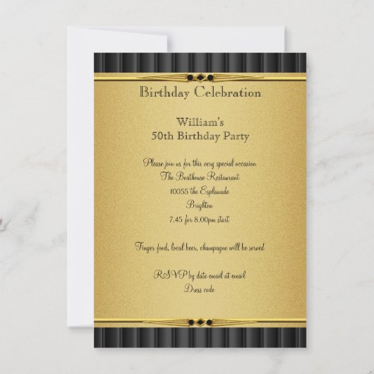 Elegant Gold Black Metal Blithday Party 2 Kaart (Achterkant)