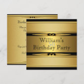 Elegant Gold Black Metal Blithday Party Kaart (Voorkant / Achterkant)