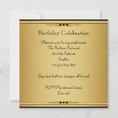 Elegant Gold Black Metal Blithday Party Kaart (Achterkant)