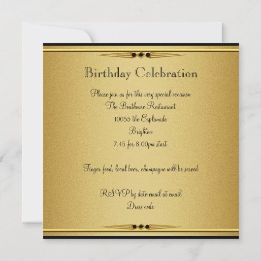 Elegant Gold Black Metal Blithday Party Kaart (Achterkant)