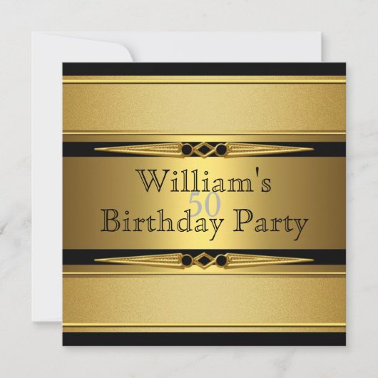 Elegant Gold Black Metal Blithday Party Kaart (Voorkant)