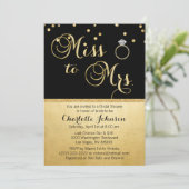 Elegant Gold Black Miss voor Mrs Vrijgezellenfeest Kaart (Staand voorkant)