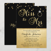 Elegant Gold Black Miss voor Mrs Vrijgezellenfeest Kaart (Voorkant / Achterkant)
