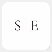 Elegant Gold Black Monogram Minimalist Vierkante Sticker (Voorkant)