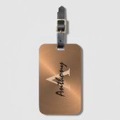 Elegant Gold Black Monogram Naam Mannen Bagagelabel (Voorkant (verticaal))