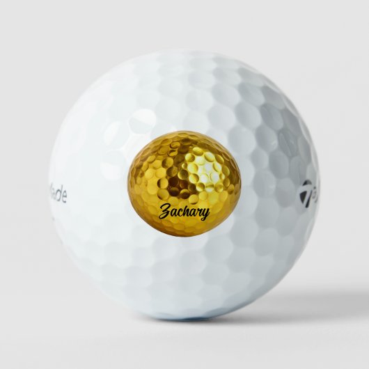 Elegant gold black monogram personalized golf ball golfballen (Voorkant)