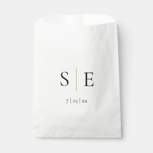 Elegant Gold Black Monogram Weddenschap Bedankzakje (Voorkant)