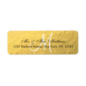 Elegant Gold Black Monogram Weddenschap Etiket (Voorkant)
