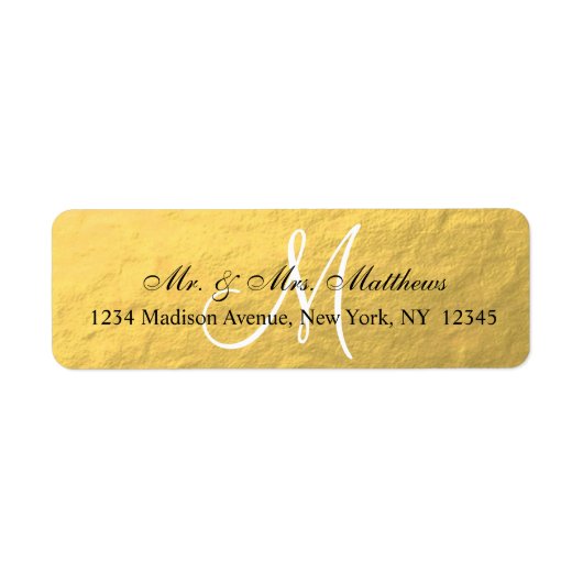 Elegant Gold Black Monogram Weddenschap Etiket (Voorkant)