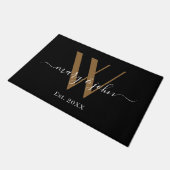 Elegant Gold Black Names Script Monogram Weddensch Deurmat (Schuin)