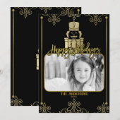 Elegant Gold Black Nutcracker Holiday-fotokaart Feestdagenkaart (Voorkant / Achterkant)