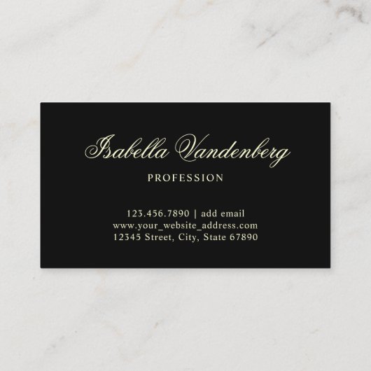 Elegant Gold Black  ornamental Baroque Visitekaartje (Achterkant)