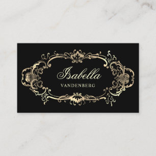 Elegant Gold Black  ornamental Baroque Visitekaartje