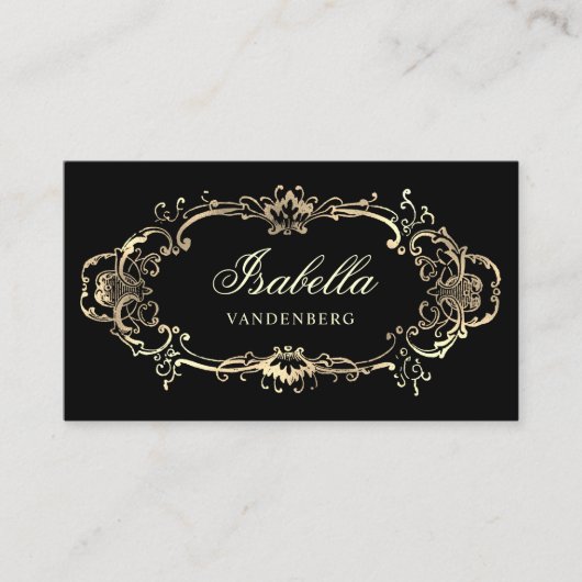 Elegant Gold Black  ornamental Baroque Visitekaartje (Voorkant)