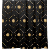 Elegant Gold Black Pattern Douchegordijn (Voorkant)