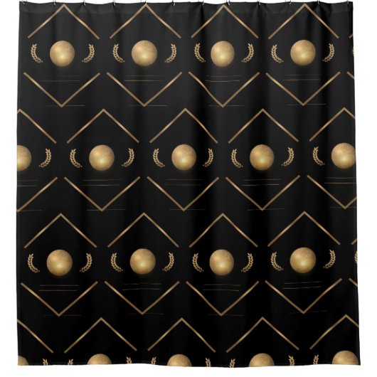 Elegant Gold Black Pattern Douchegordijn (Voorkant)