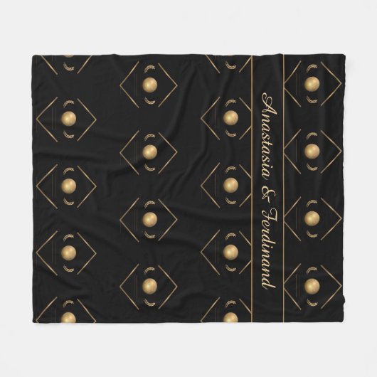Elegant Gold Black Pattern personaliseert Fleece Deken (Voorkant (Horizontaal))