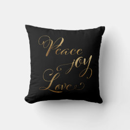 Elegant Gold Black Peace Joy Love Kerstmis Kussen