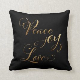 Elegant Gold Black Peace Joy Love Kerstmis Kussen