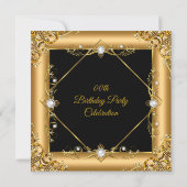 Elegant Gold Black Pearl Birthday Party Kaart (Achterkant)