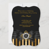 Elegant Gold Black Pearl Bow Stripe Birthday Party Kaart (Achterkant)