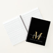 Elegant Gold Black Persoonlijke monogram naam Notitieboek (Binnen)