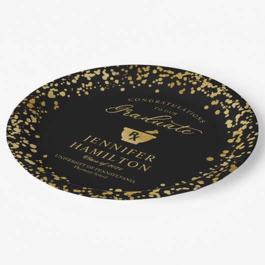 Elegant Gold Black Pharmacy School Afstuderen Papieren Bordje (Gekanteld)