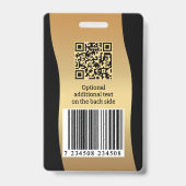 Elegant Gold Black Photo ID Badge (Back)