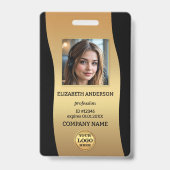 Elegant Gold Black Photo ID Badge (Voorzijde)