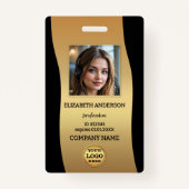 Elegant Gold Black Photo ID Badge (Voorkant)