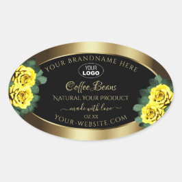 Elegant Gold Black Product Label gele rozen Logo