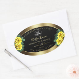 Elegant Gold Black Product Label gele rozen Logo