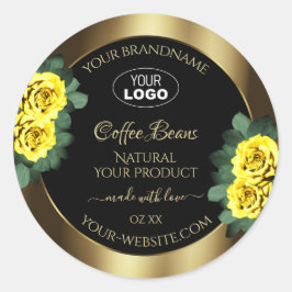 Elegant Gold Black Product Label gele rozen Logo