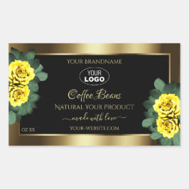 Elegant Gold Black Product Label gele rozen Logo