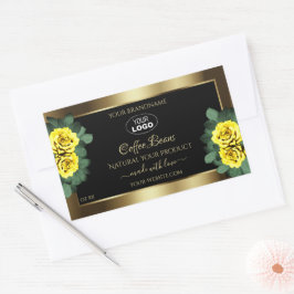 Elegant Gold Black Product Label gele rozen Logo