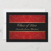 Elegant Gold/Black/Red Swirl College-graad Kaart (Voorkant)