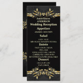 Elegant Gold Black Regal Wedding Receptie Menu (Voorkant / Achterkant)