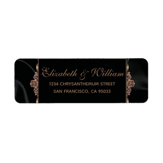 Elegant Gold Black Return Address Label (Voorkant)