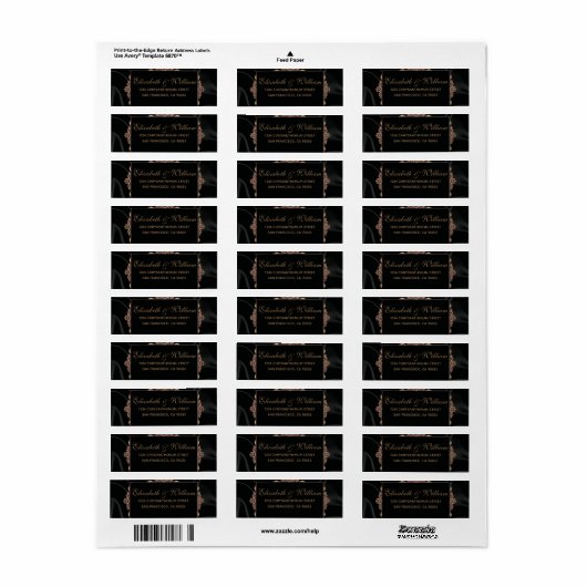 Elegant Gold Black Return Address Label (Full Sheet)