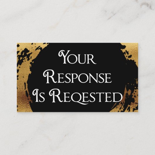 Elegant Gold Black RSVP QR Code Response Kaart (Achterkant)