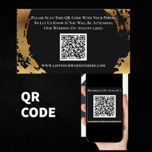 Elegant Gold Black RSVP QR Code Response Kaart